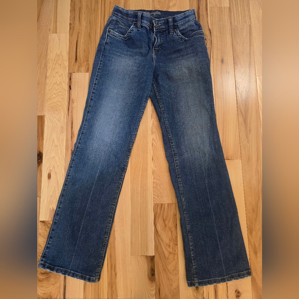 Wrangler Q-Baby Riding Women's Straight Leg Blue Jeans, Size 27x32